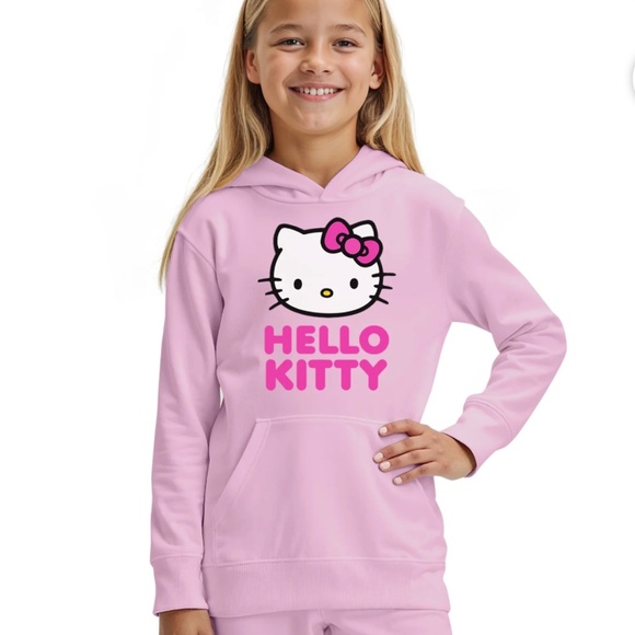 Hello Kitty Pink Girls Graphic Fleece Hoodie Size 14-16 NWT - Picture 2 of 4